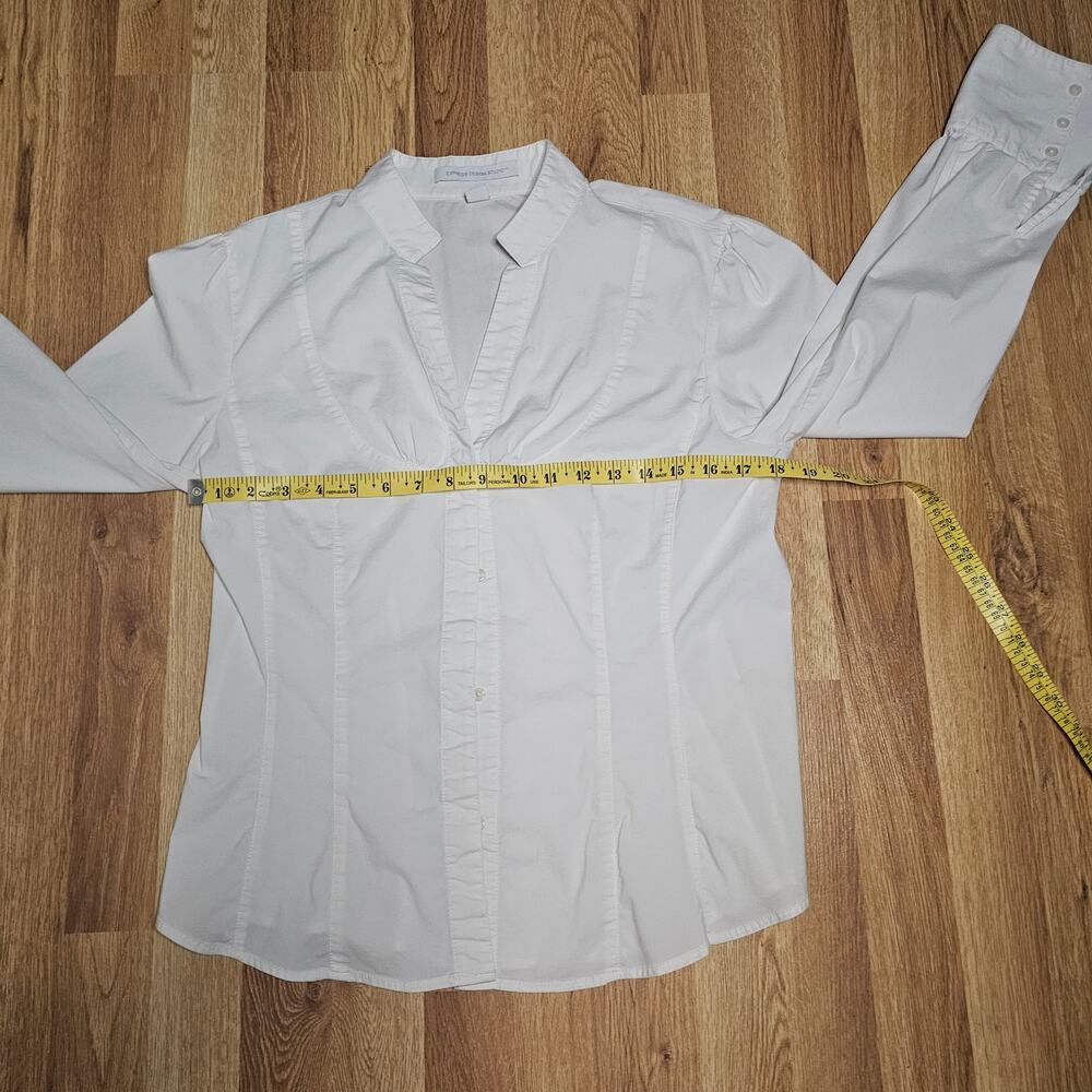 Express Design Studio White Fitted Button-Front V… - image 2